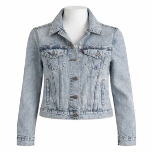 Size S Levi’s Premium Womens Cropped Denim Jacket Light Wash Trucker Jean Jacket